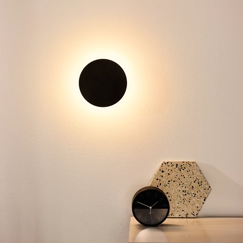 Lucide EKLYPS LED - Wandlamp - Ø 15 cm - LED - 1x7W 3000K - Zwart - sfeer 1